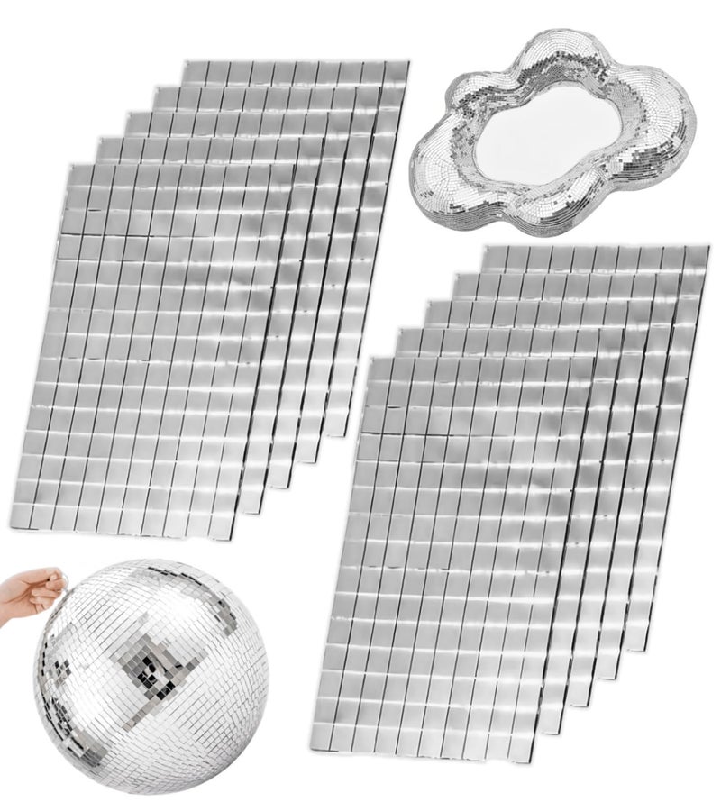 AIVS Self-Adhesive Real Glass Craft Mini Square & Round Mirrors Mosaic Tiles/Stickers for DIY Craft Decoration(10 x 10 mm, 1500 Pieces) - Image 1